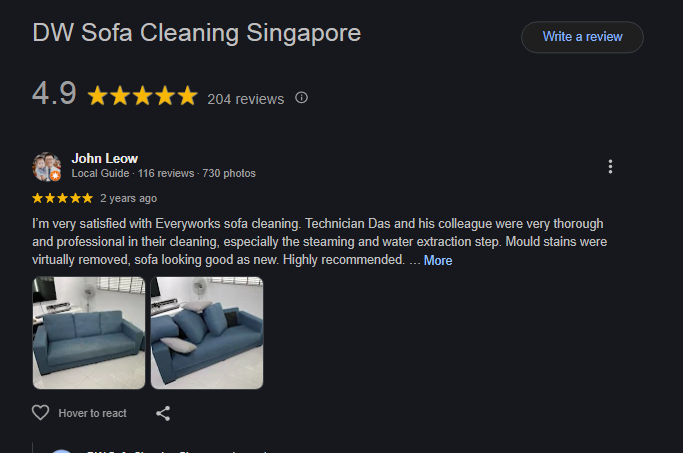 dw sofa cleaning reviews