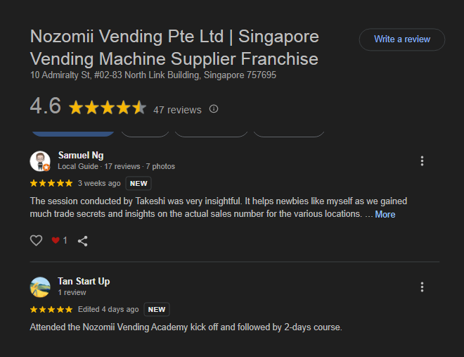 Nozomi Vending Reviews