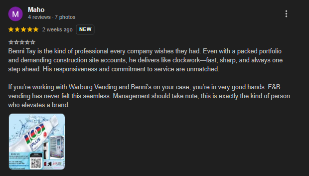 Warburg Vending Reviews