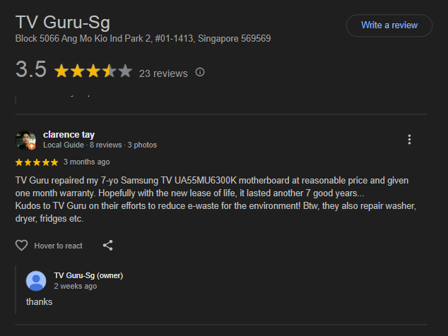 TV Guru SG Reviews