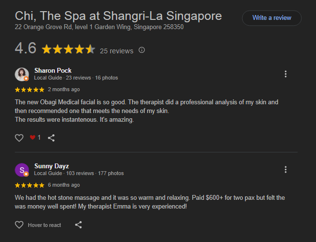 Chi, The Spa at Shangri-La Singapore reviews