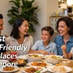Family friendly food places in Singapore with kids enjoying meals at restaurants offering child-friendly menus and comfortable seating.