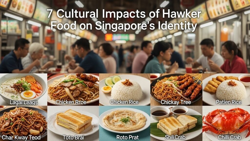 Hawker food in Singapore representing cultural identity, local heritage, and everyday life at a traditional hawker centre