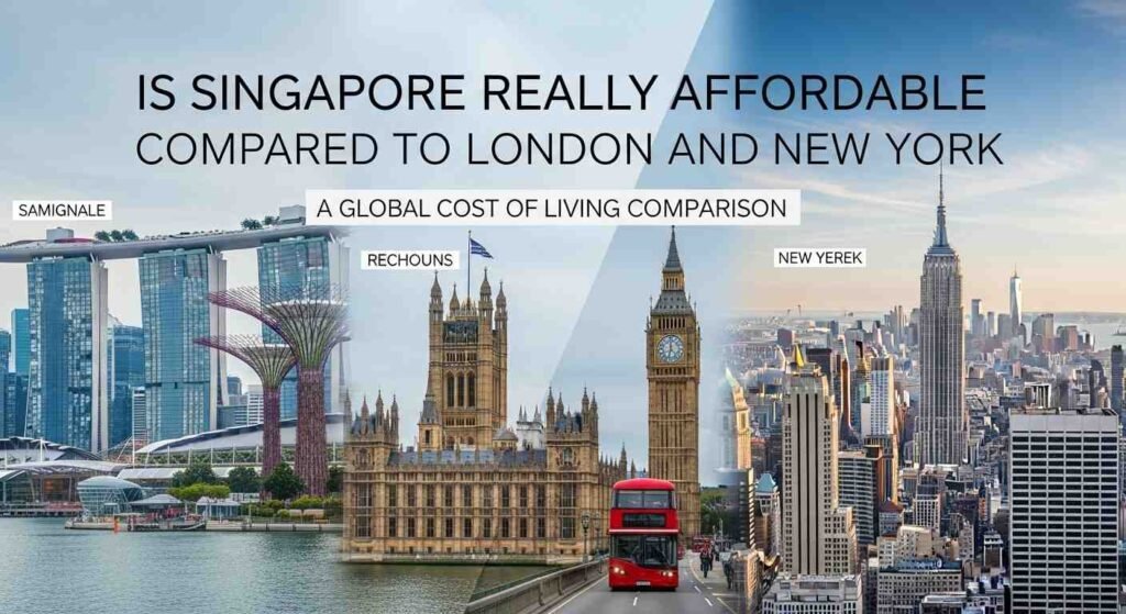 Singapore skyline compared with London and New York city costs