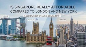 Singapore skyline compared with London and New York city costs