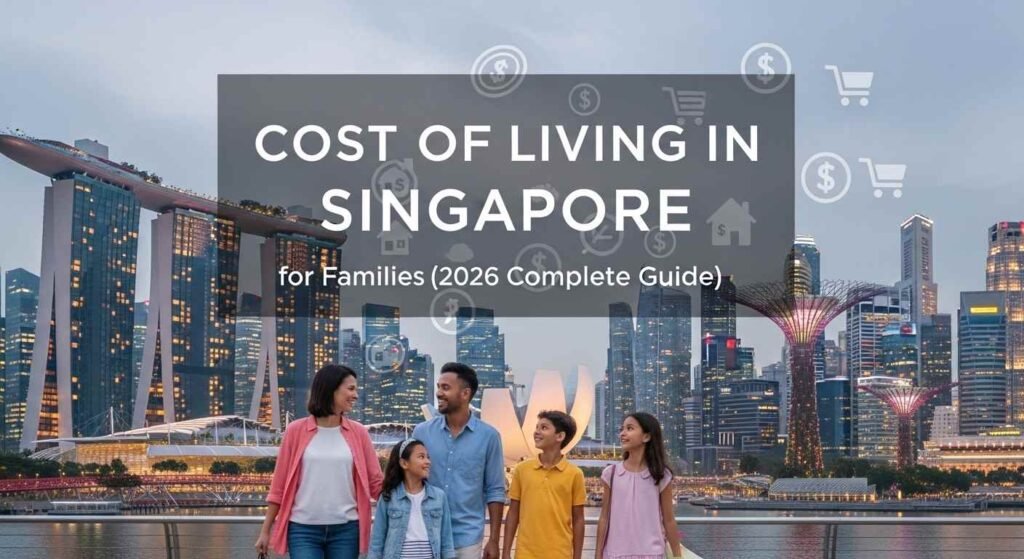 Cost of living in Singapore for families showing housing, school, food, and transport expenses in 2026
