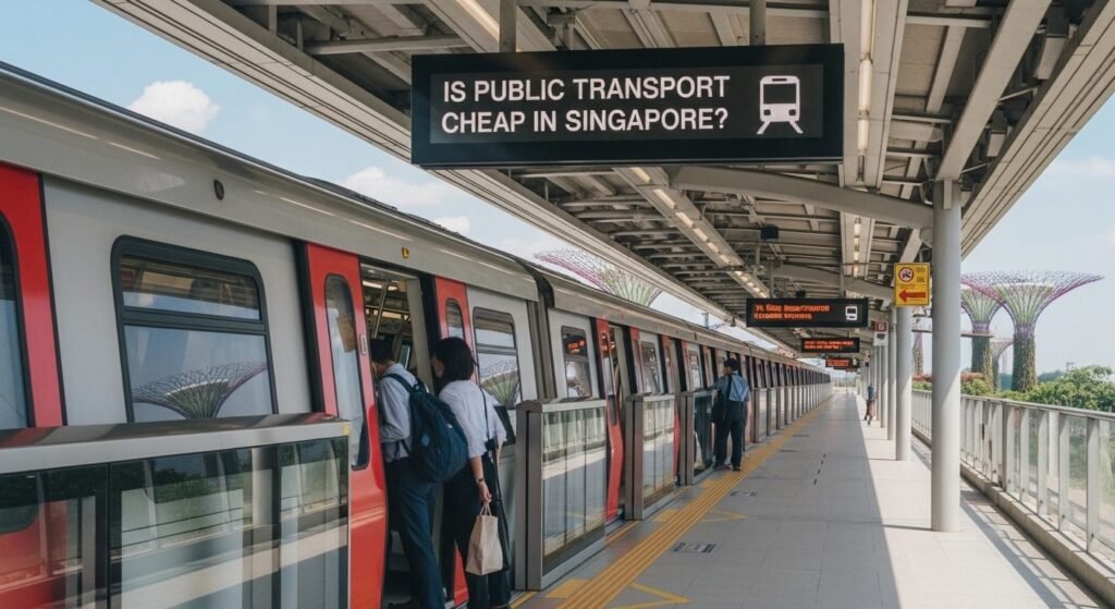Affordable public transport options in Singapore, including buses, trains, and MRT.