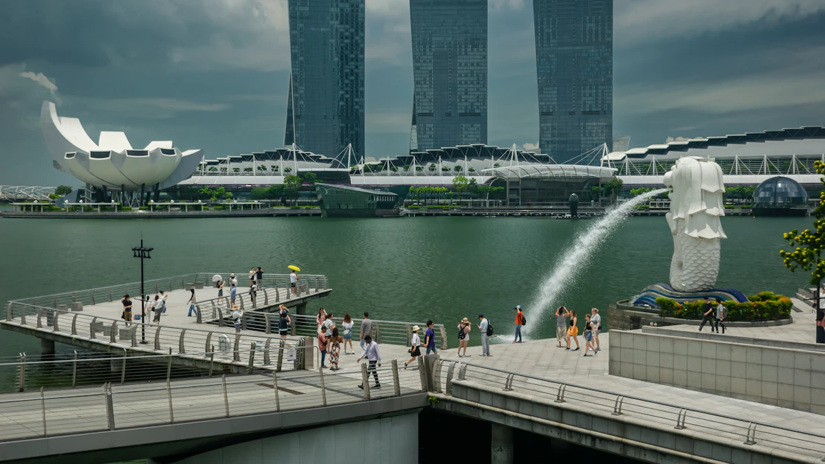 Singapore weather guide 2026 — heavy rain and thunderstorm over Singapore skyline, showing why accurate weather apps matter for planning